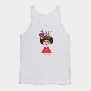 Frida kahlo portrait funny colorful flowers cactus pattern Tank Top